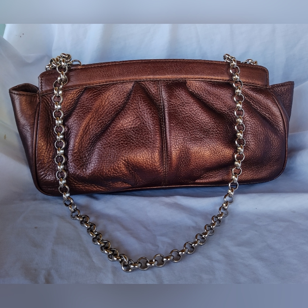 Kate Landry Copper Leather Solid Handbag!